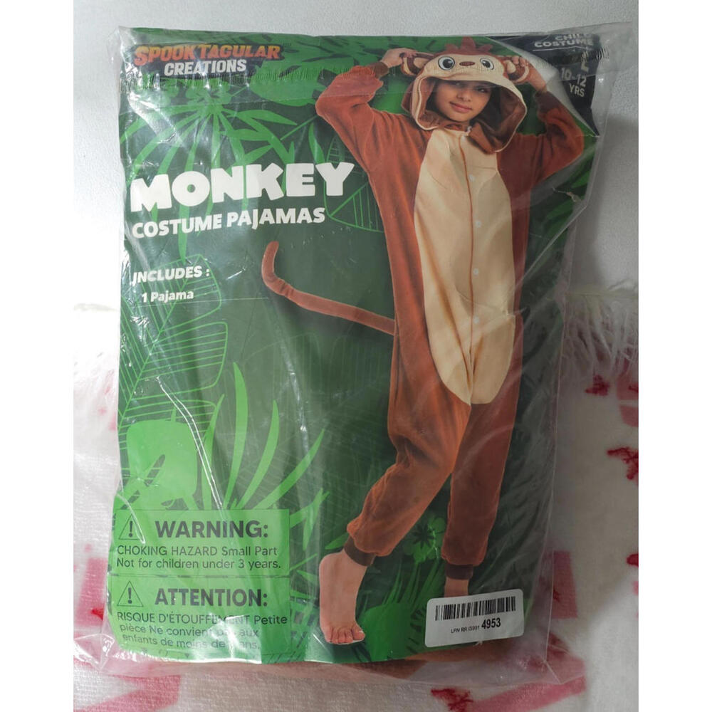 Spooktacular Creations Monkey Pajamas One Piece Animal Halloween Costume Kids L